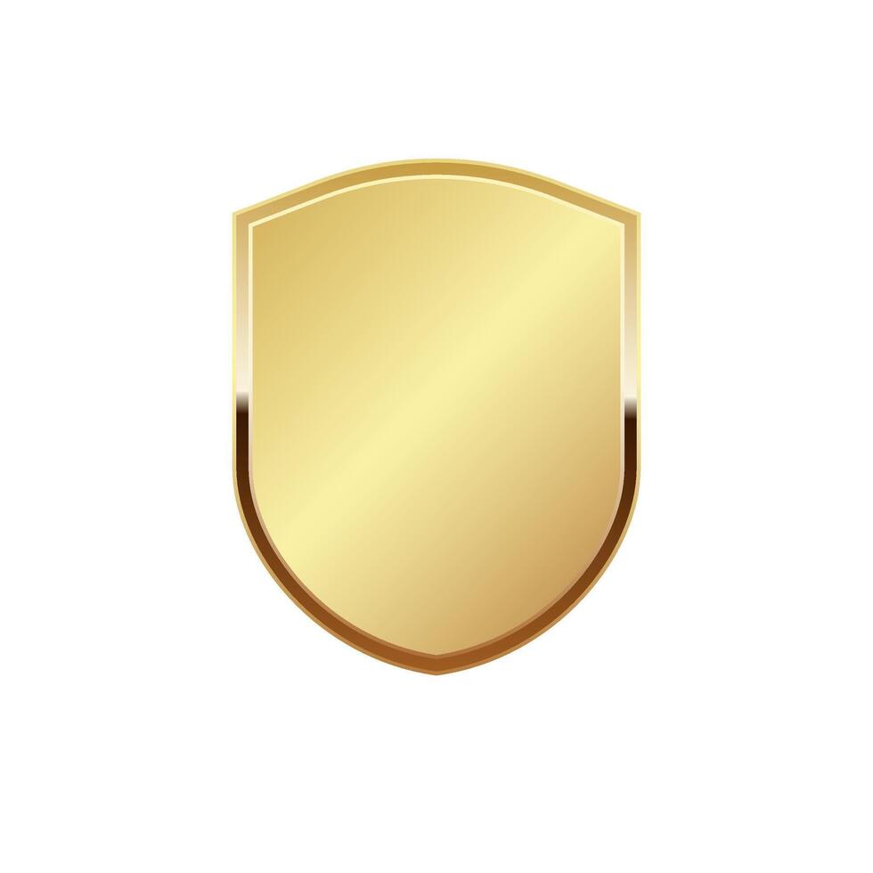 Gold shield vector illustration. Realistic isolated golden armory