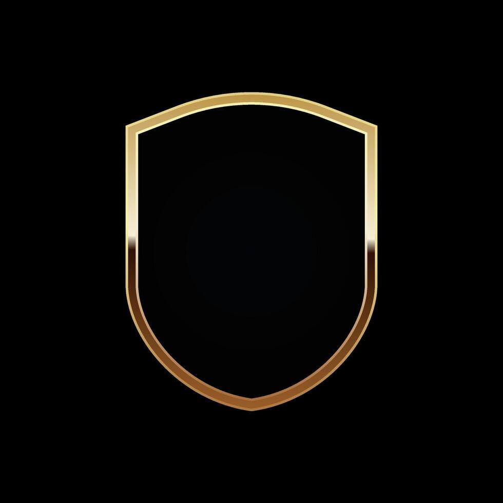 Gold shield vector illustration. Realistic isolated golden armory