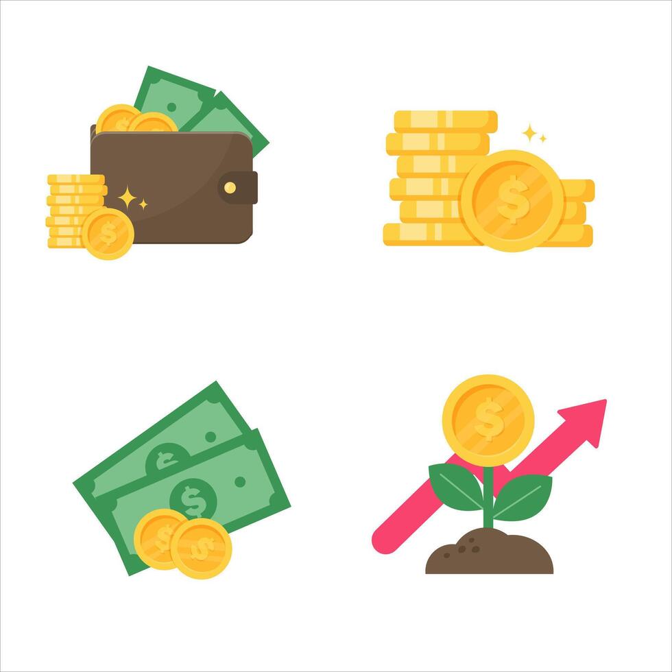 Vector dollar icon set. dollar value vector wallet and credit card money spending ideas