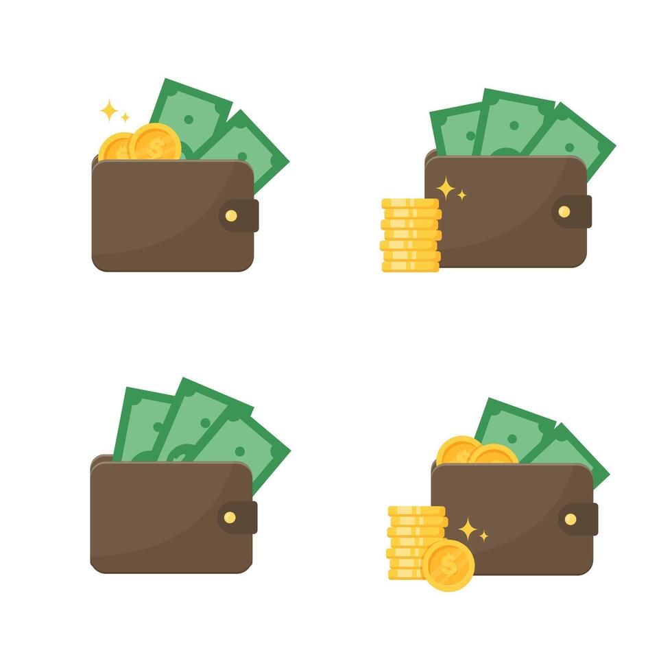 Vector dollar icon set. dollar value vector wallet and credit card money spending ideas.