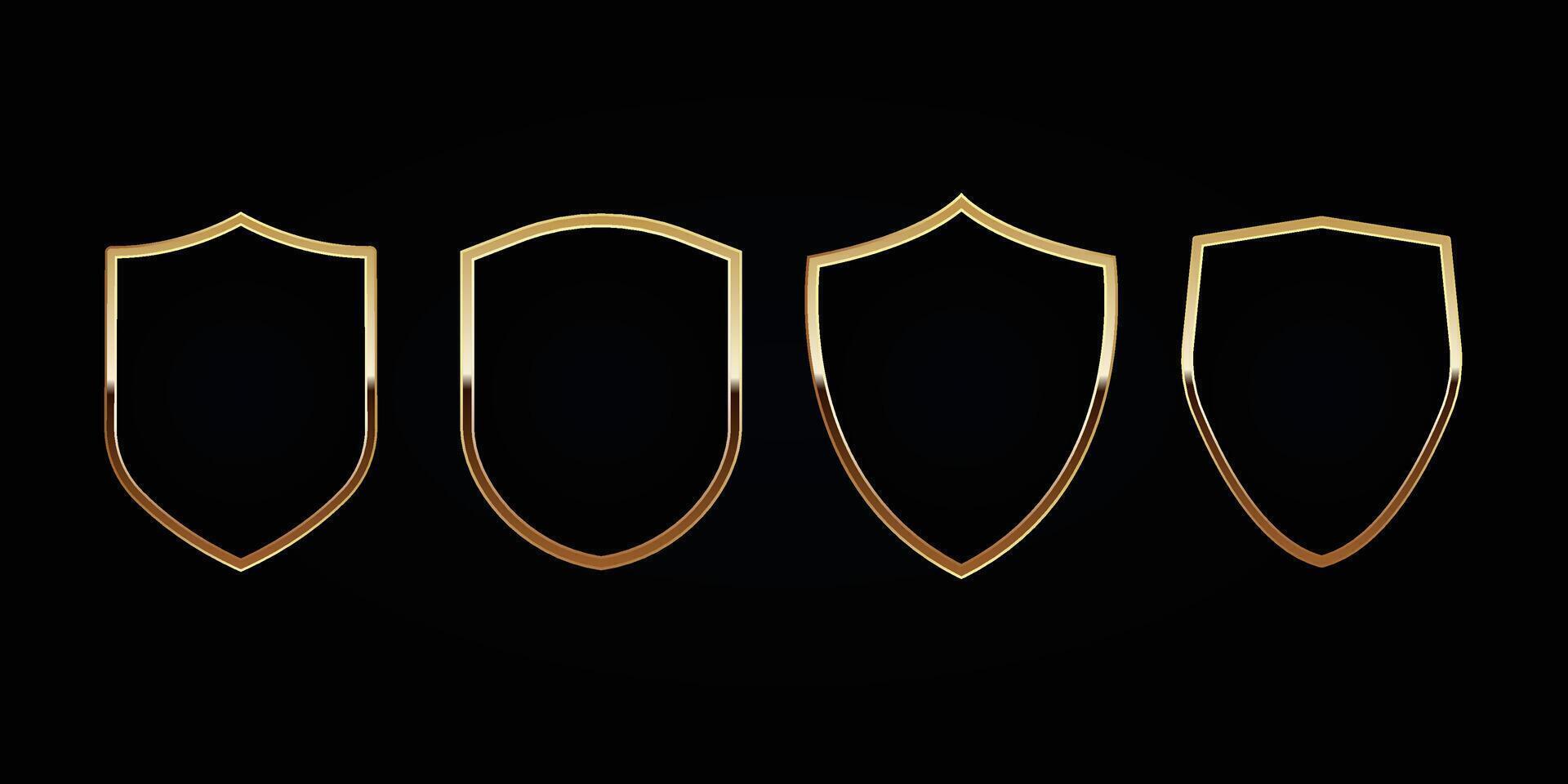 Gold shield vector illustration. Realistic isolated golden armory