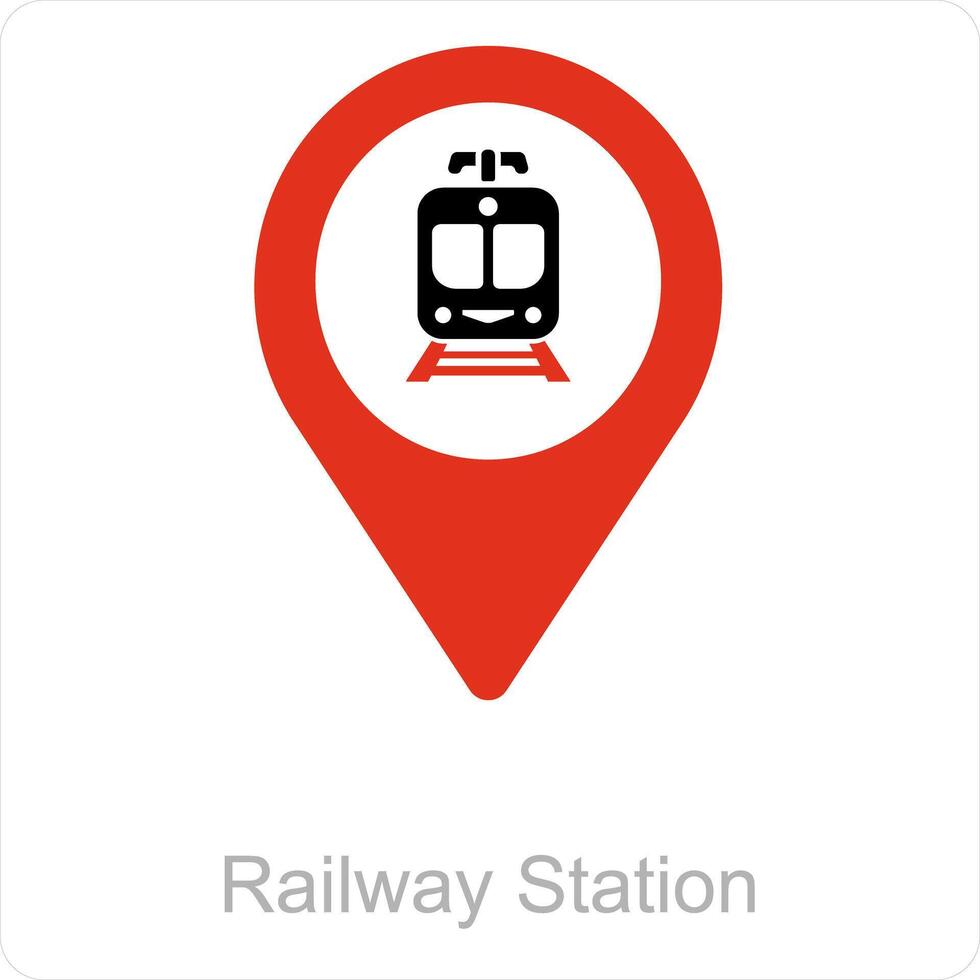 Railway Station and location icon concept vector