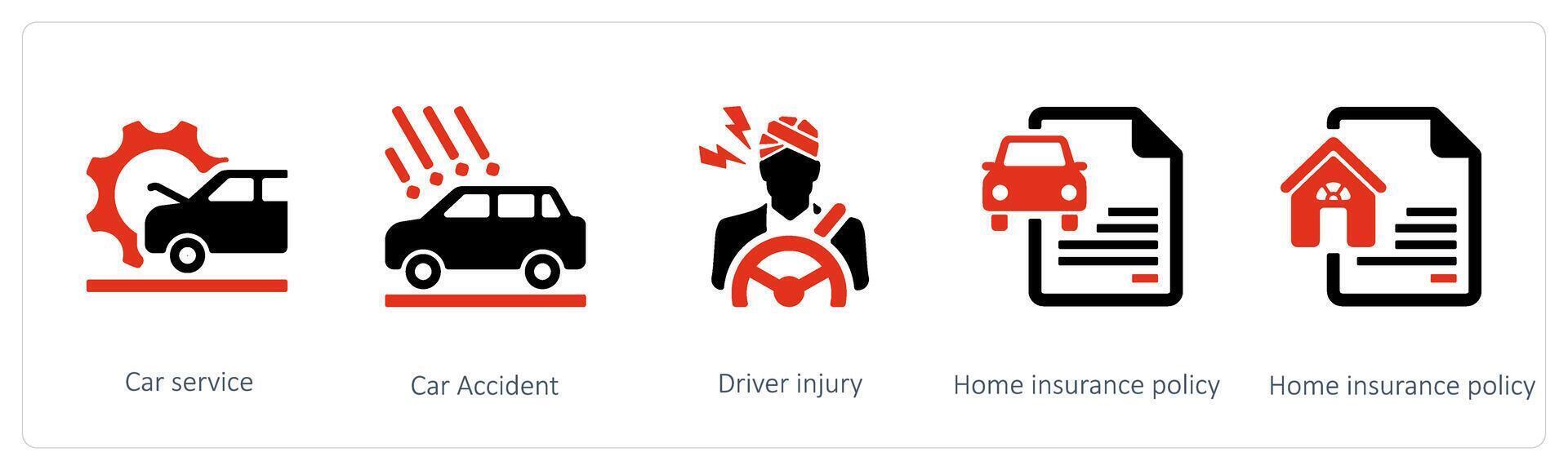 car service, car accident and driver injury vector
