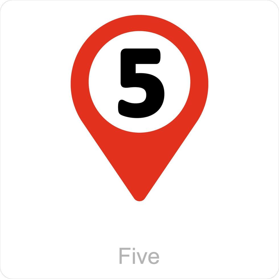 cinco y ubicación icono concepto vector