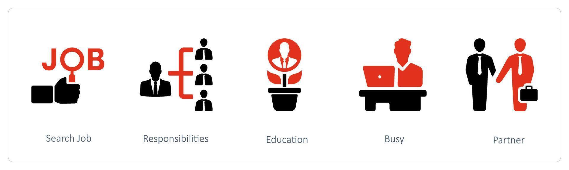 search job, responsibilites and education vector