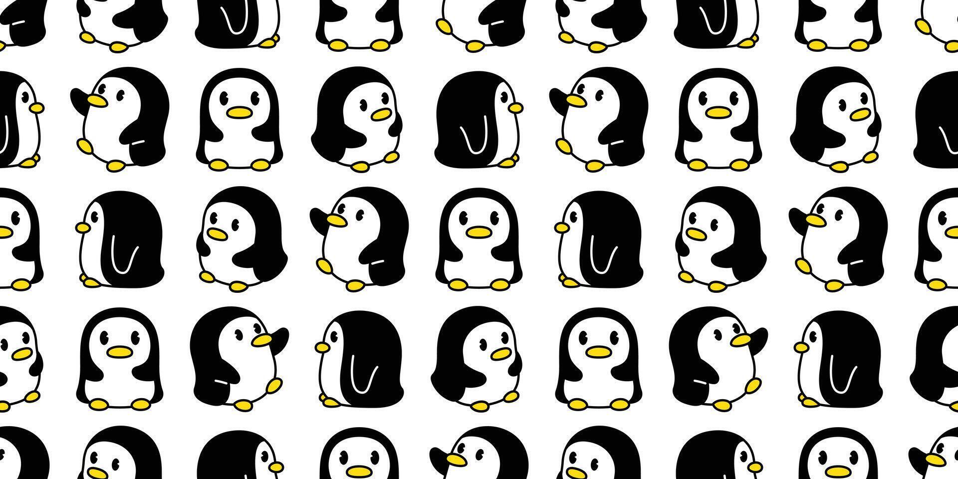 penguin Seamless pattern bird vector cartoon scarf isolated repeat wallpaper tile background illustration doodle design