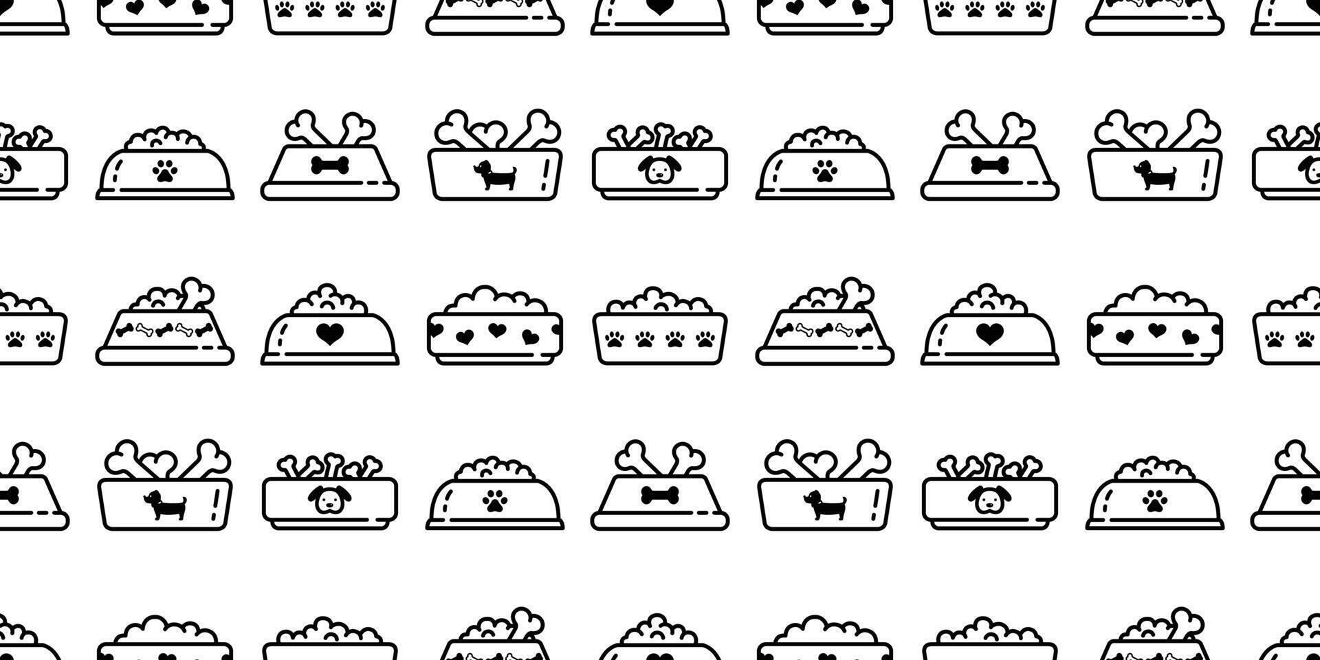 Dog bowl seamless pattern vector food french bulldog bone dog paw cartoon scarf isolated tile background repeat wallpaper design