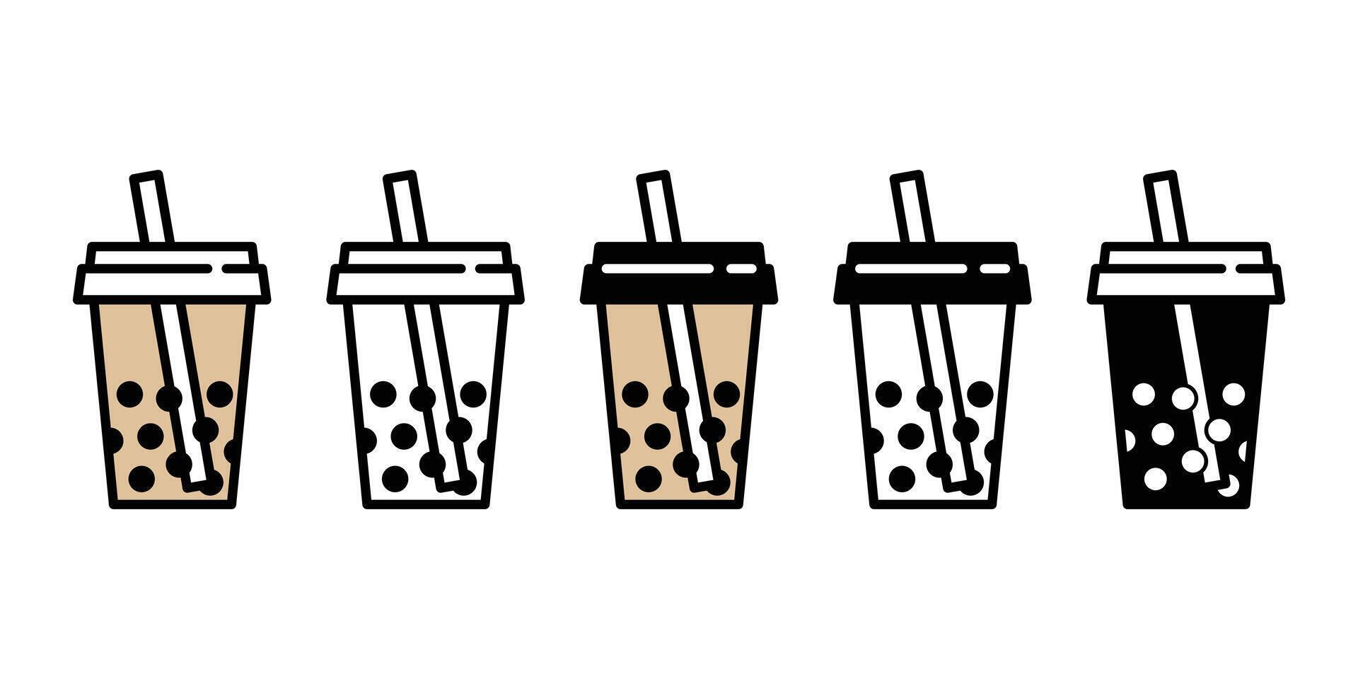 Boba tea vector bubble milk tea icon logo character cartoon symbol doodle illustration design
