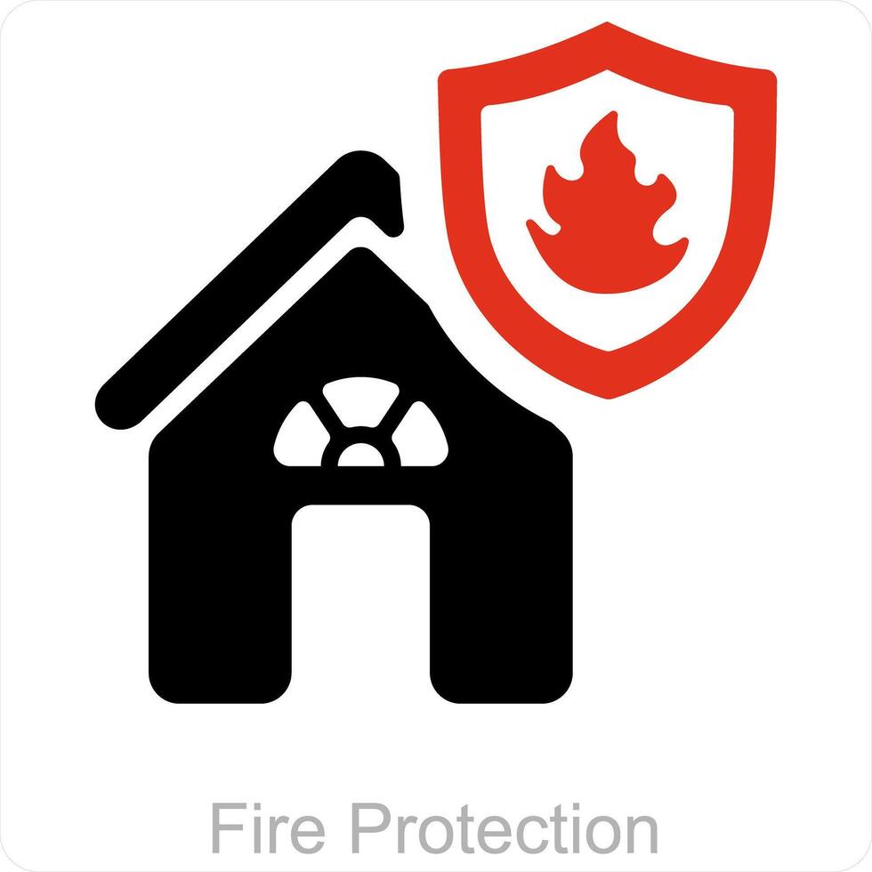 Fire Protection and real estate icon concept vector