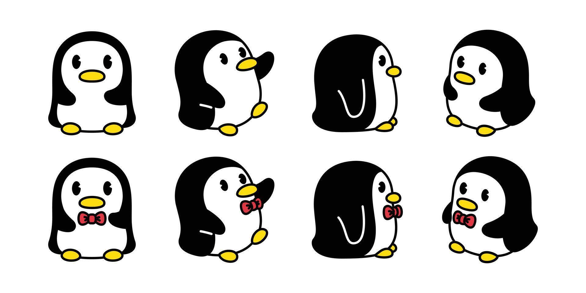 penguin vector bird icon logo cartoon character bow tie illustration symbol graphic doodle design