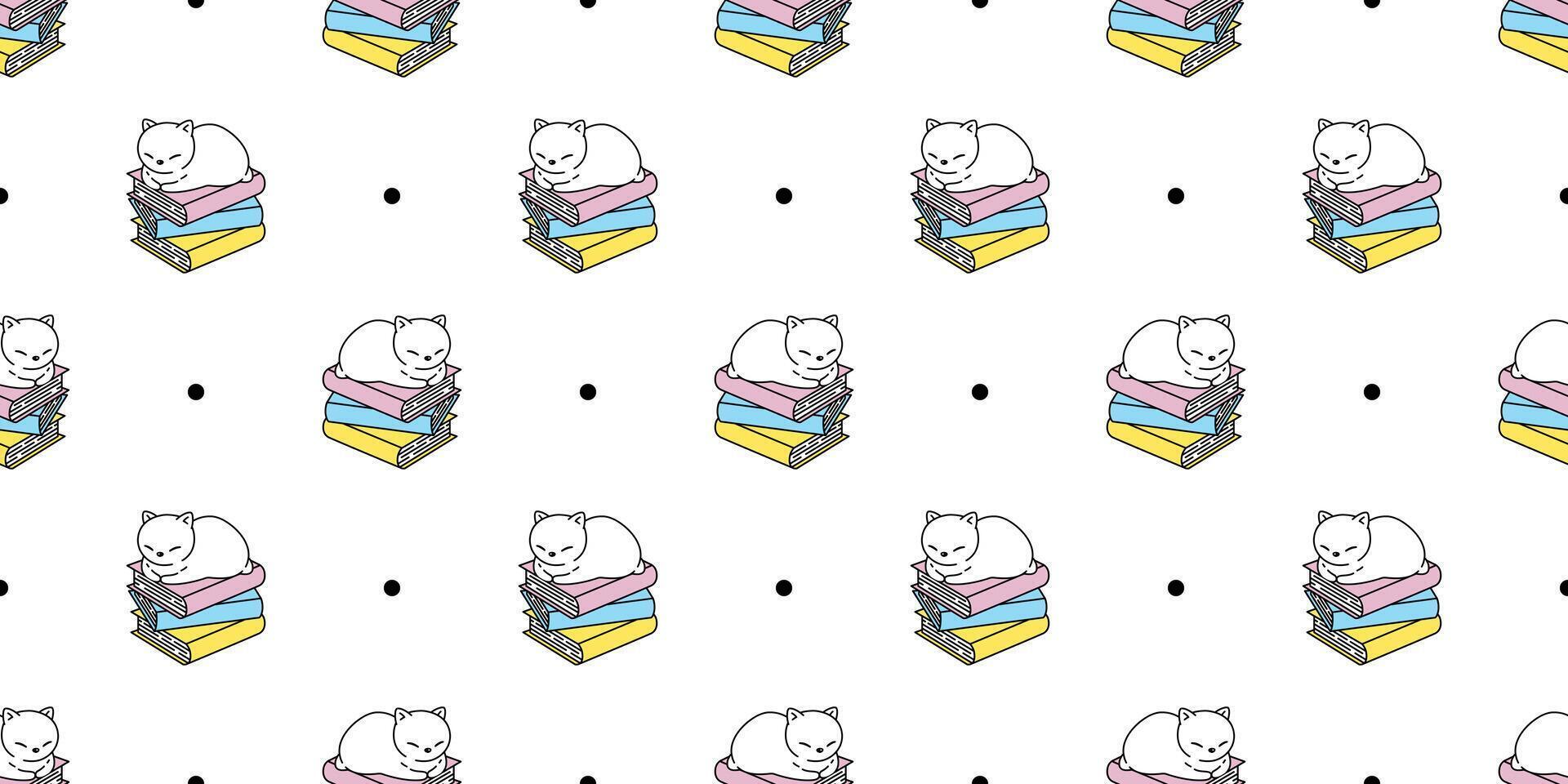 cat seamless pattern kitten vector calico book scarf isolated repeat background cartoon tile wallpaper doodle illustration design