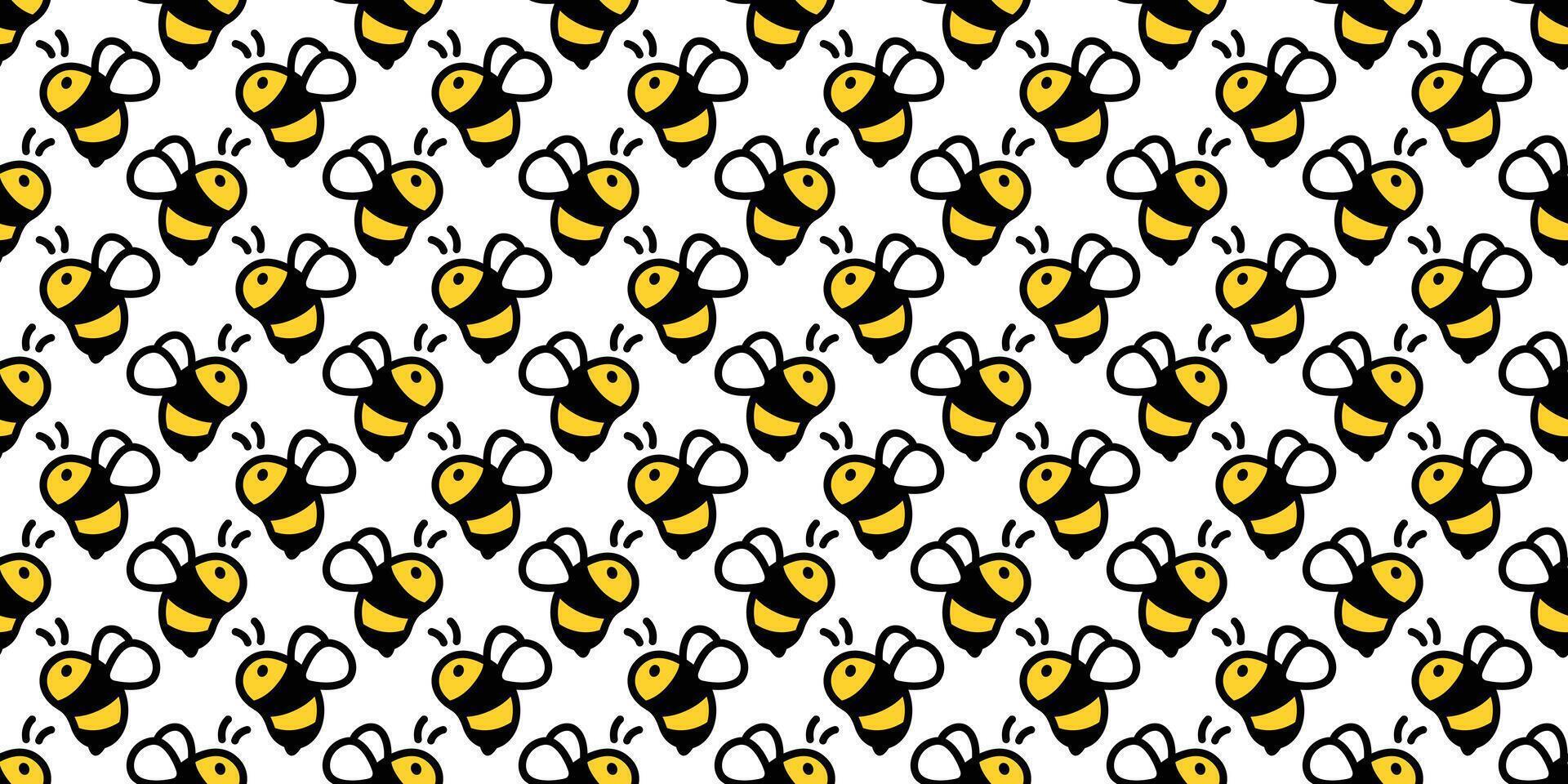 honey bee seamless pattern vector honeycomb scarf isolated cartoon repeat background tile wallpaper illustration textile doodle design