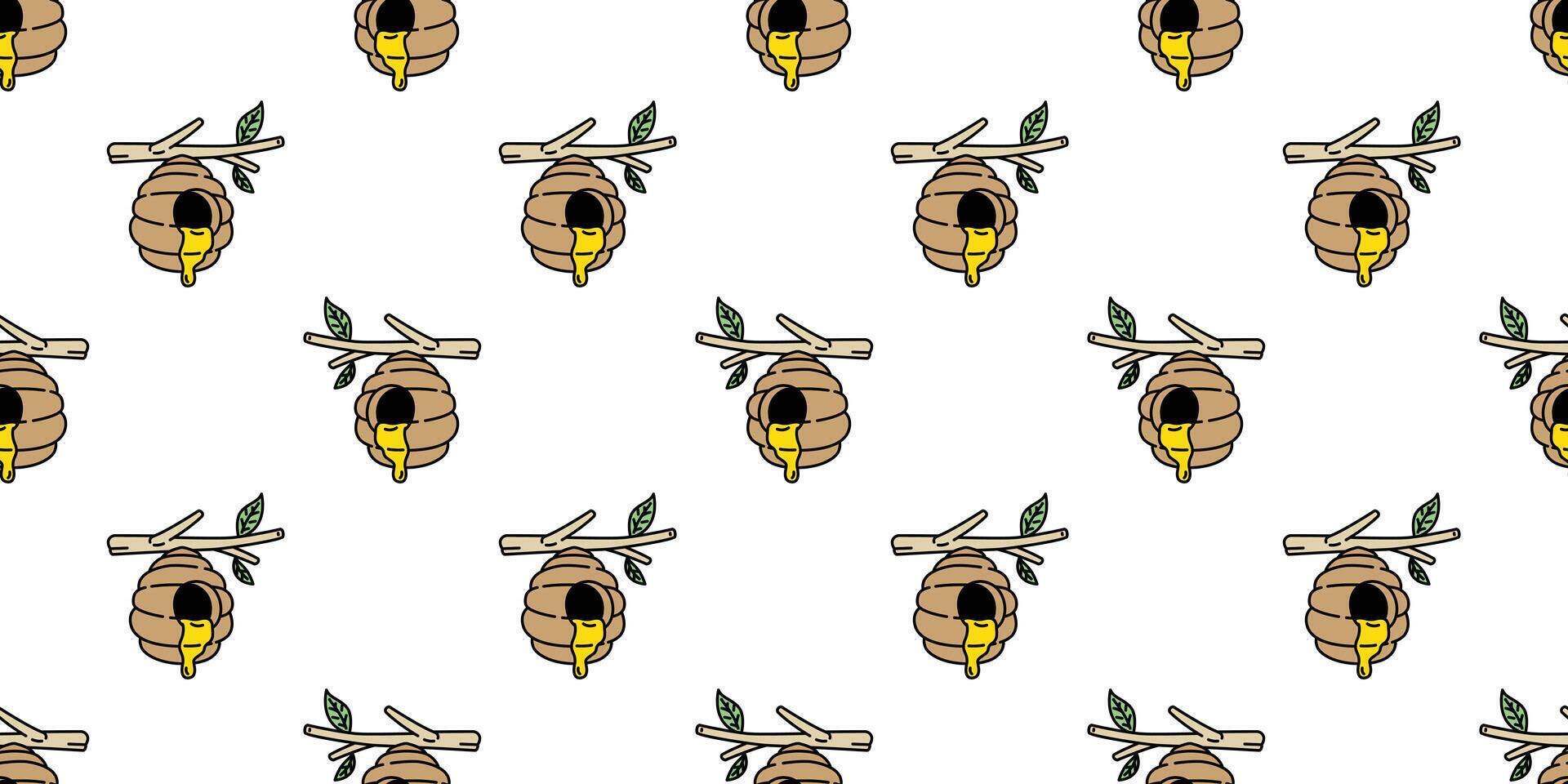 miel abeja sin costura modelo vector oso polar mermelada bufanda aislado dibujos animados repetir antecedentes loseta fondo de pantalla textil ilustración garabatear diseño