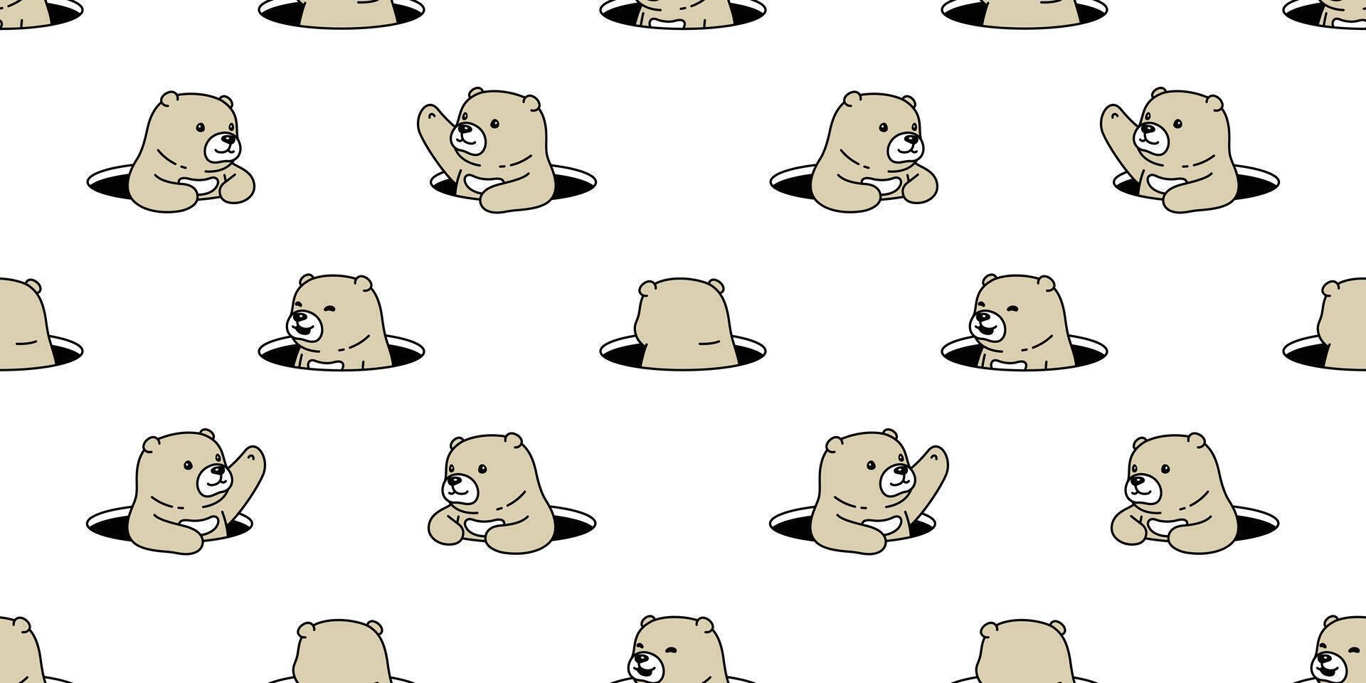 oso sin costura modelo polar oso vector agujero esconder bufanda aislado dibujos animados repetir fondo de pantalla loseta antecedentes garabatear ilustración diseño