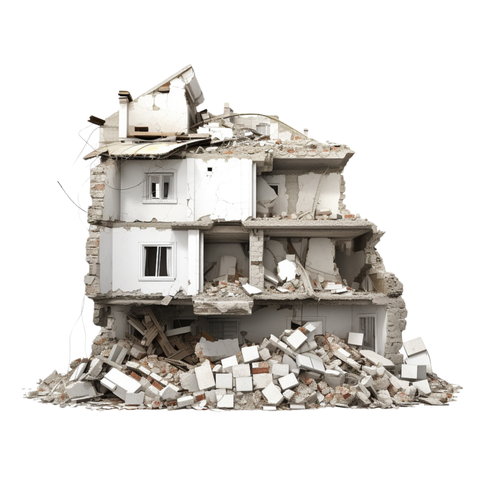 AI generated Demolished building clip art png