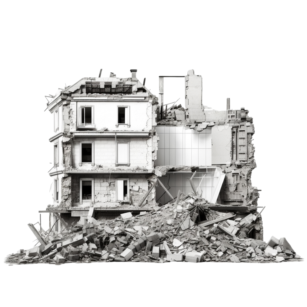 AI generated Demolished building clip art png