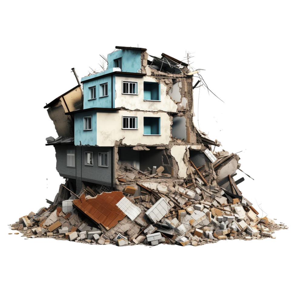 AI generated Demolished building clip art png