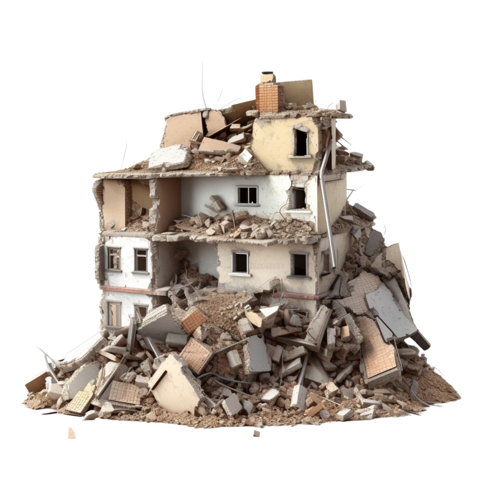 AI generated Demolished building clip art png