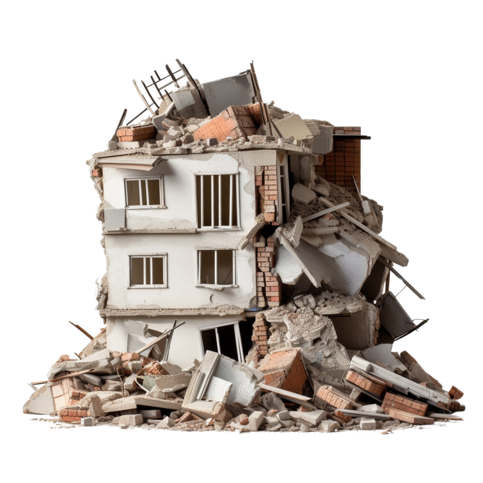 AI generated Demolished building clip art png