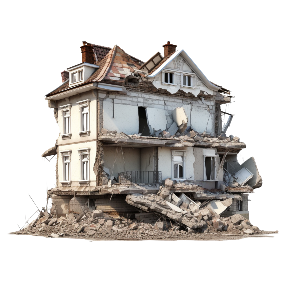 AI generated Demolished building clip art png