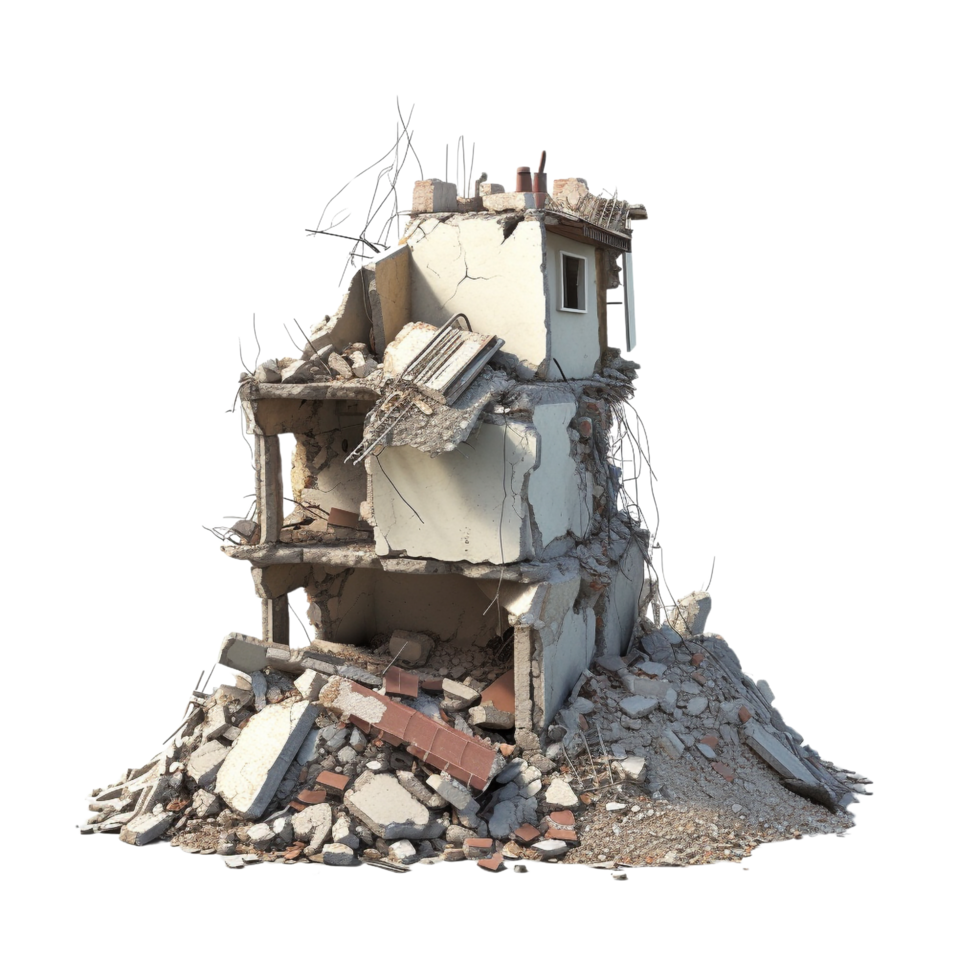 AI generated Demolished building clip art png