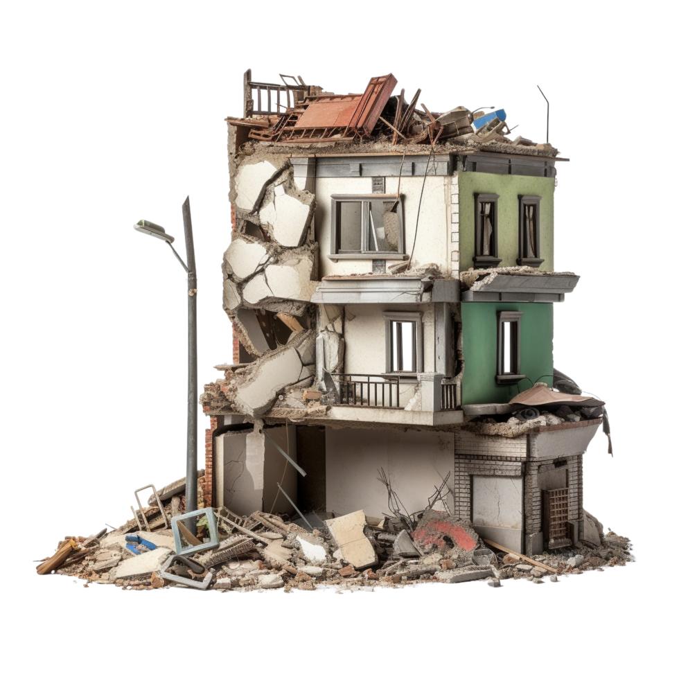 AI generated Demolished building clip art png