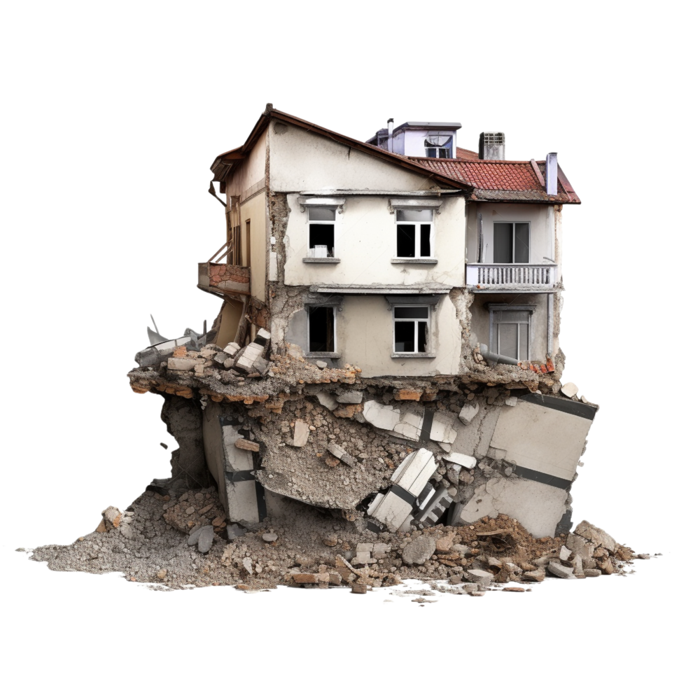 AI generated Demolished building clip art png