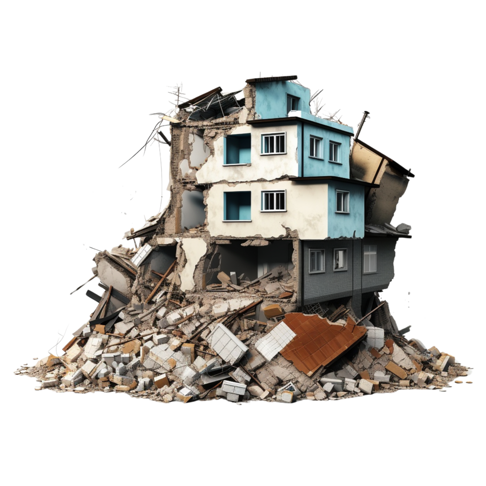 AI generated Demolished building clip art png