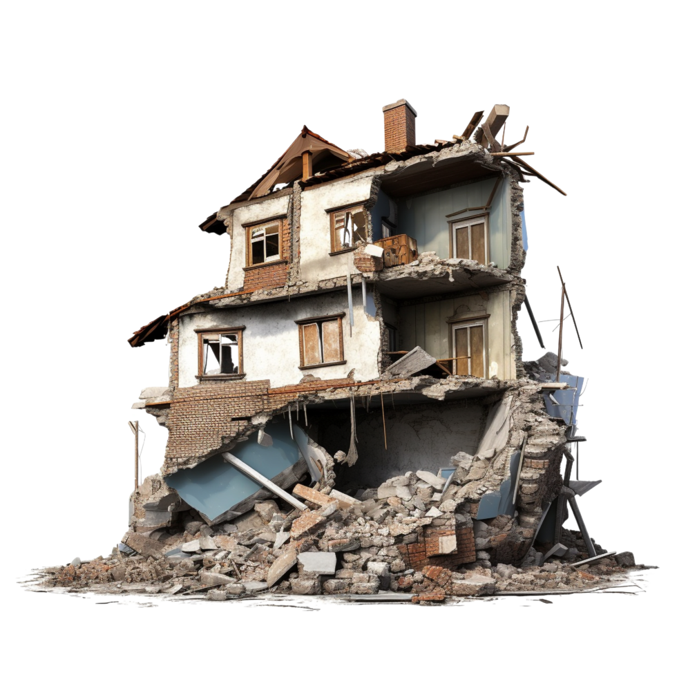 AI generated Demolished building clip art png