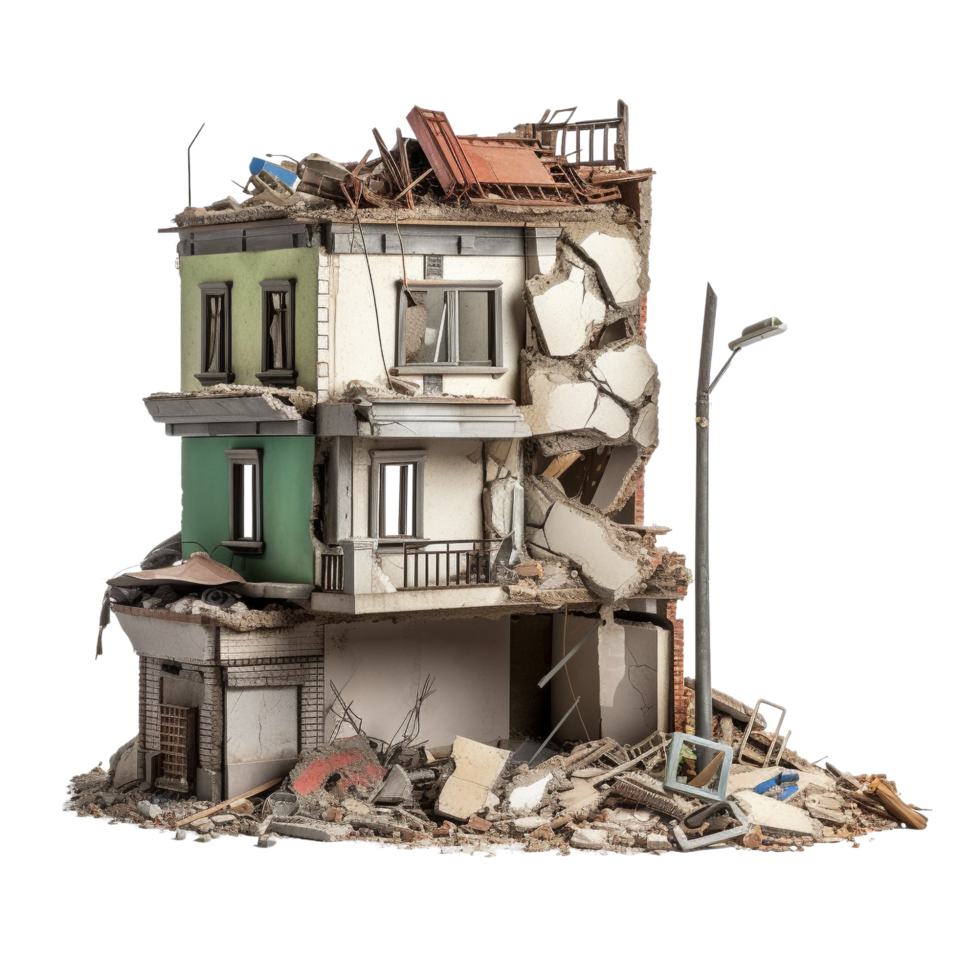 AI generated Demolished building clip art png