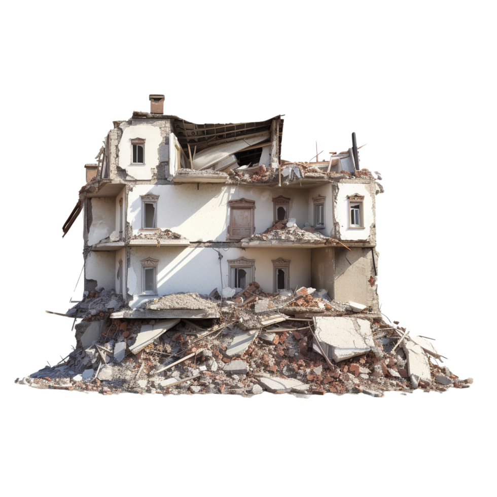 AI generated Demolished building clip art png