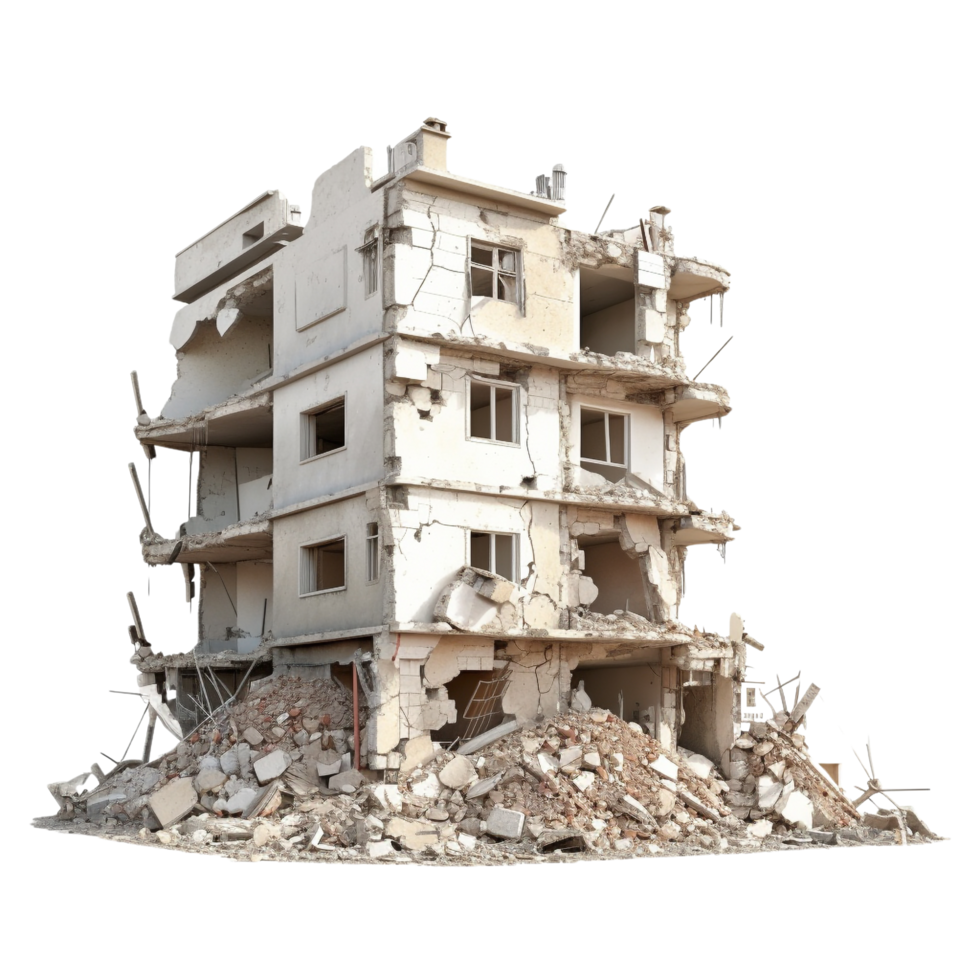 AI generated Demolished building clip art png