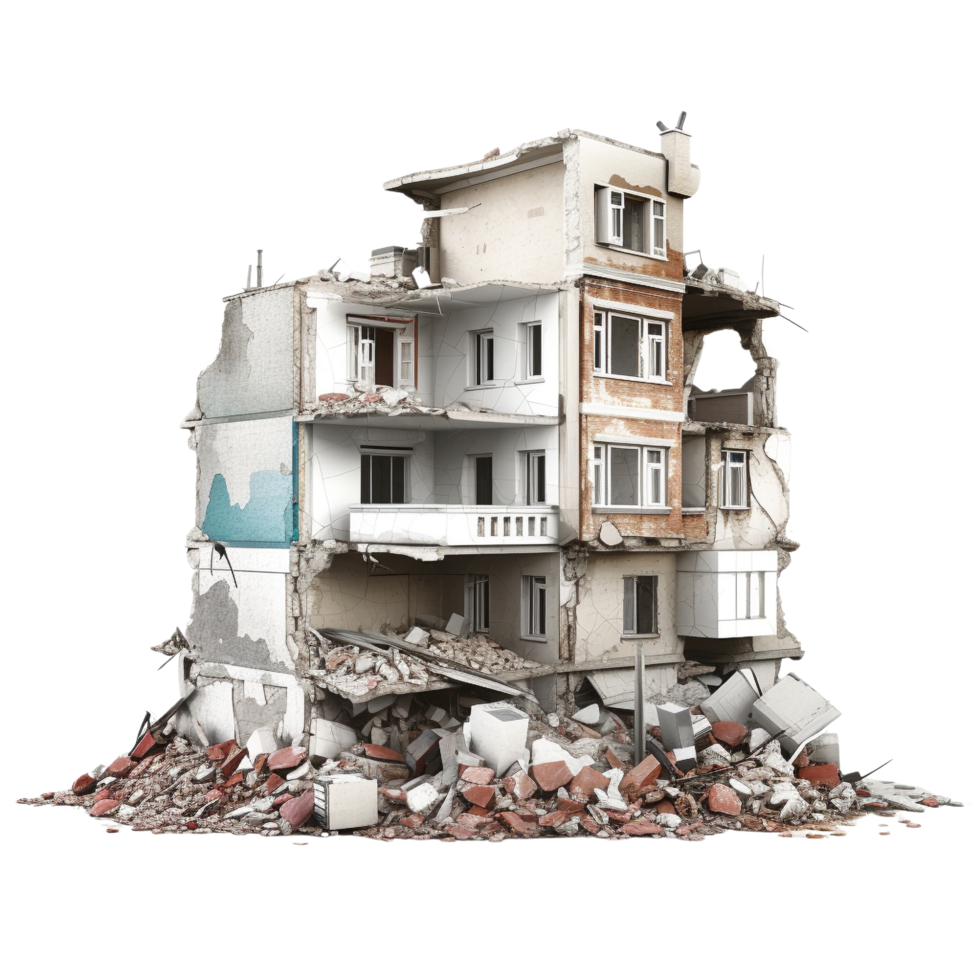 AI generated Demolished building clip art png