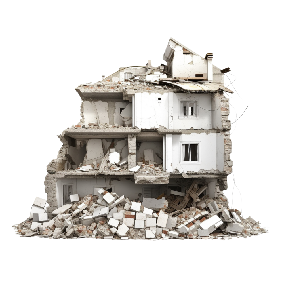 AI generated Demolished building clip art png