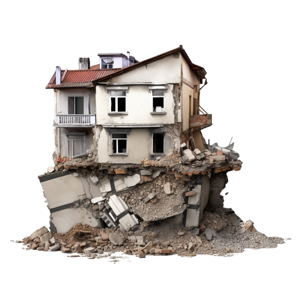 AI generated Demolished building clip art png