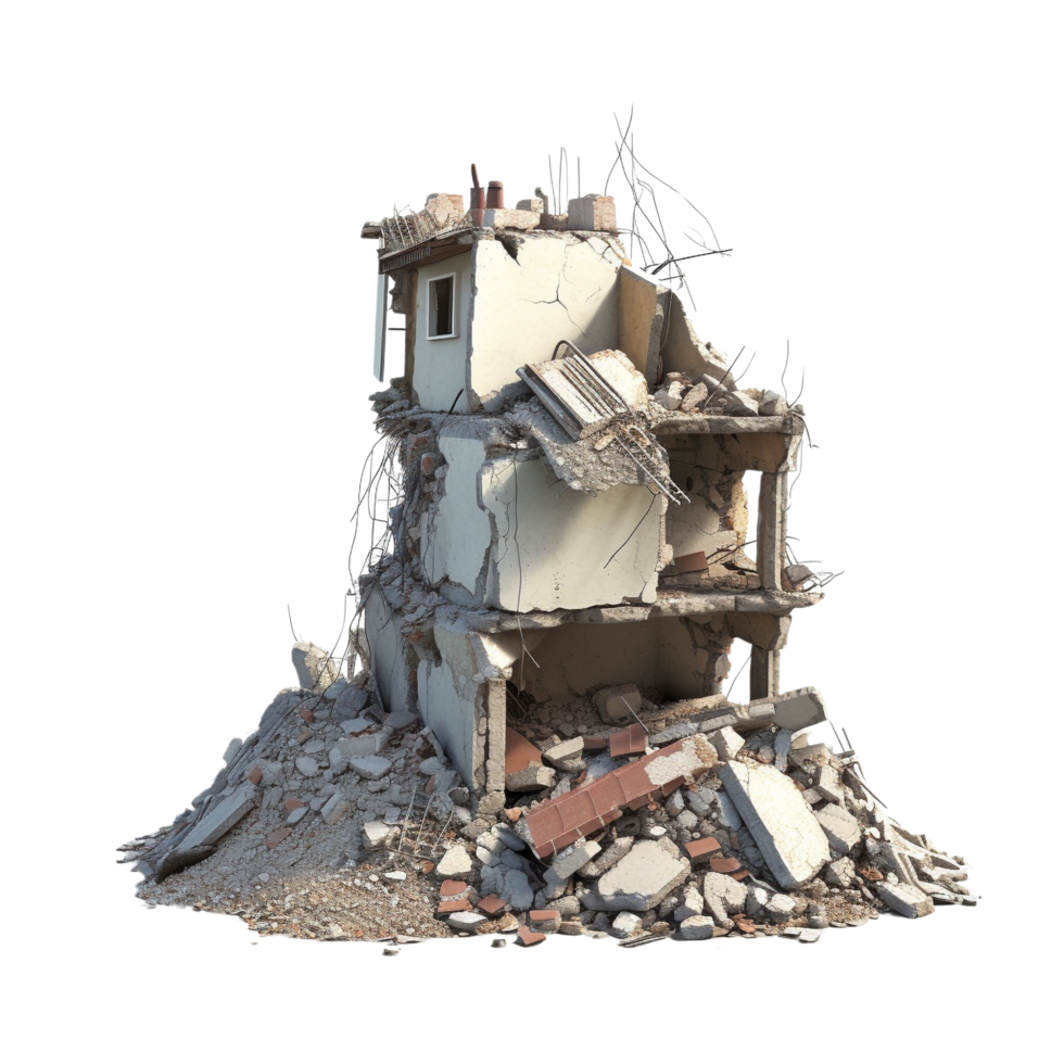 AI generated Demolished building clip art png