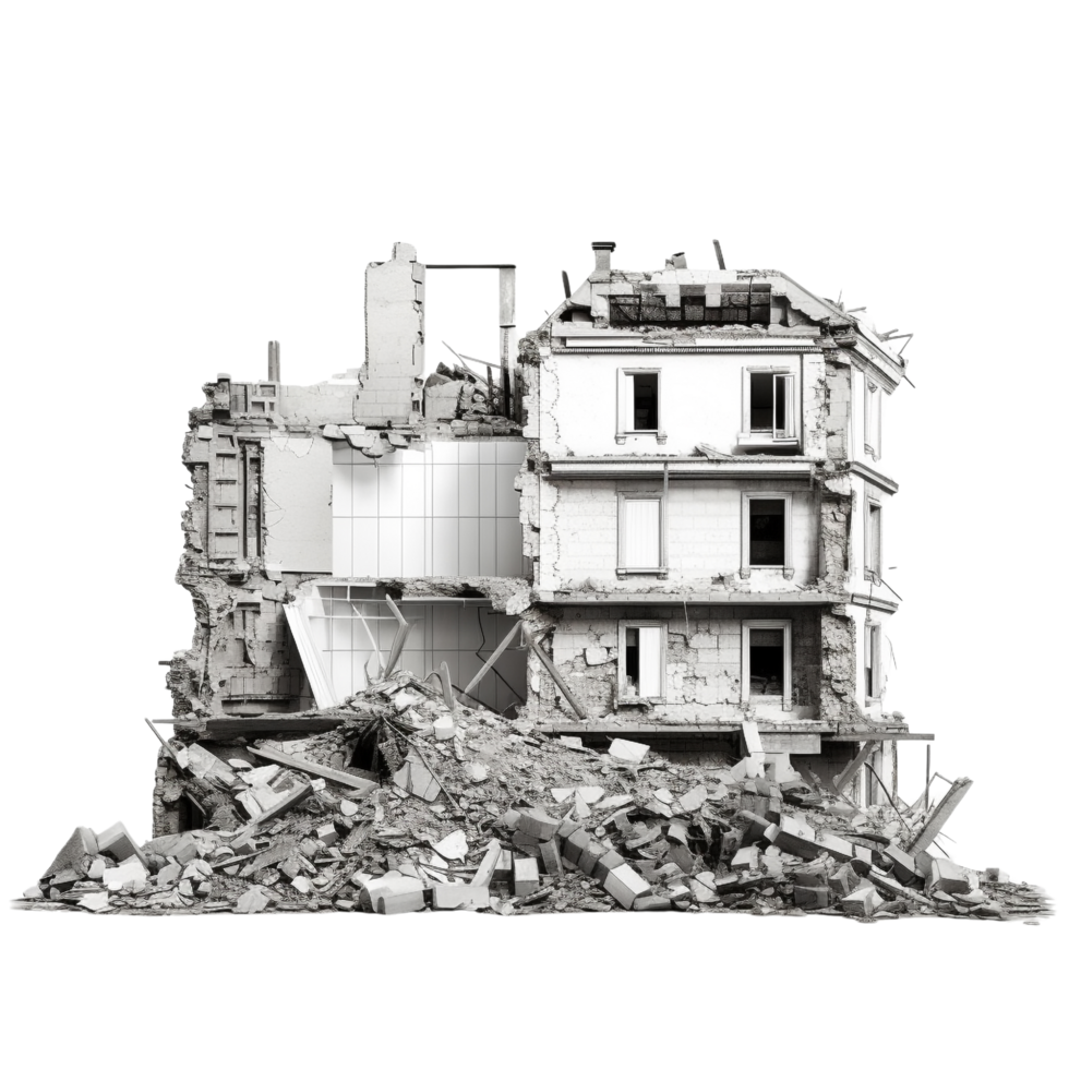 AI generated Demolished building clip art png