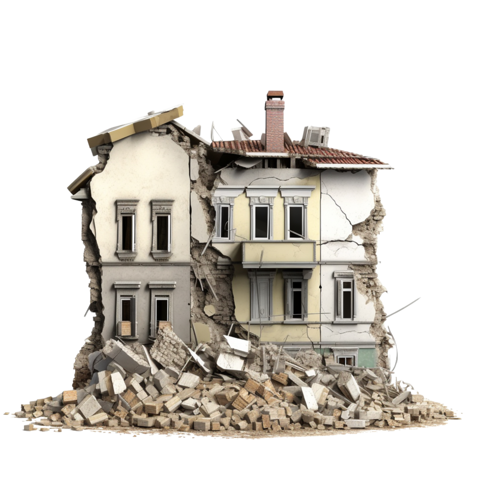 AI generated Demolished building clip art png