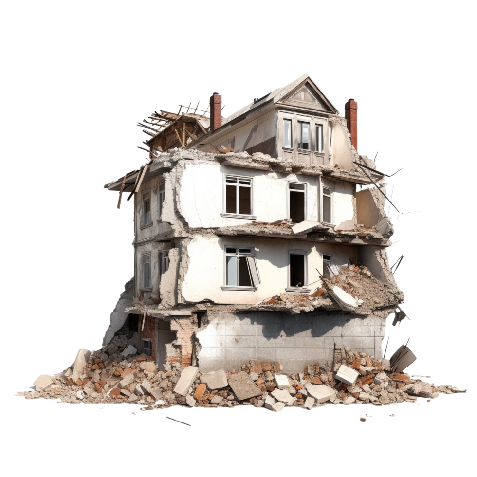 AI generated Demolished building clip art png