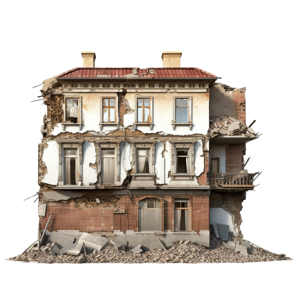 AI generated Demolished building clip art png