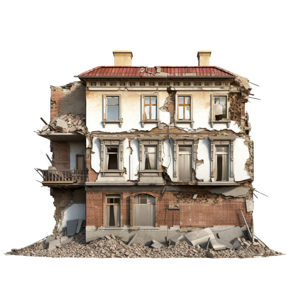 AI generated Demolished building clip art png