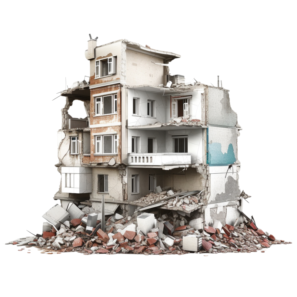 AI generated Demolished building clip art png