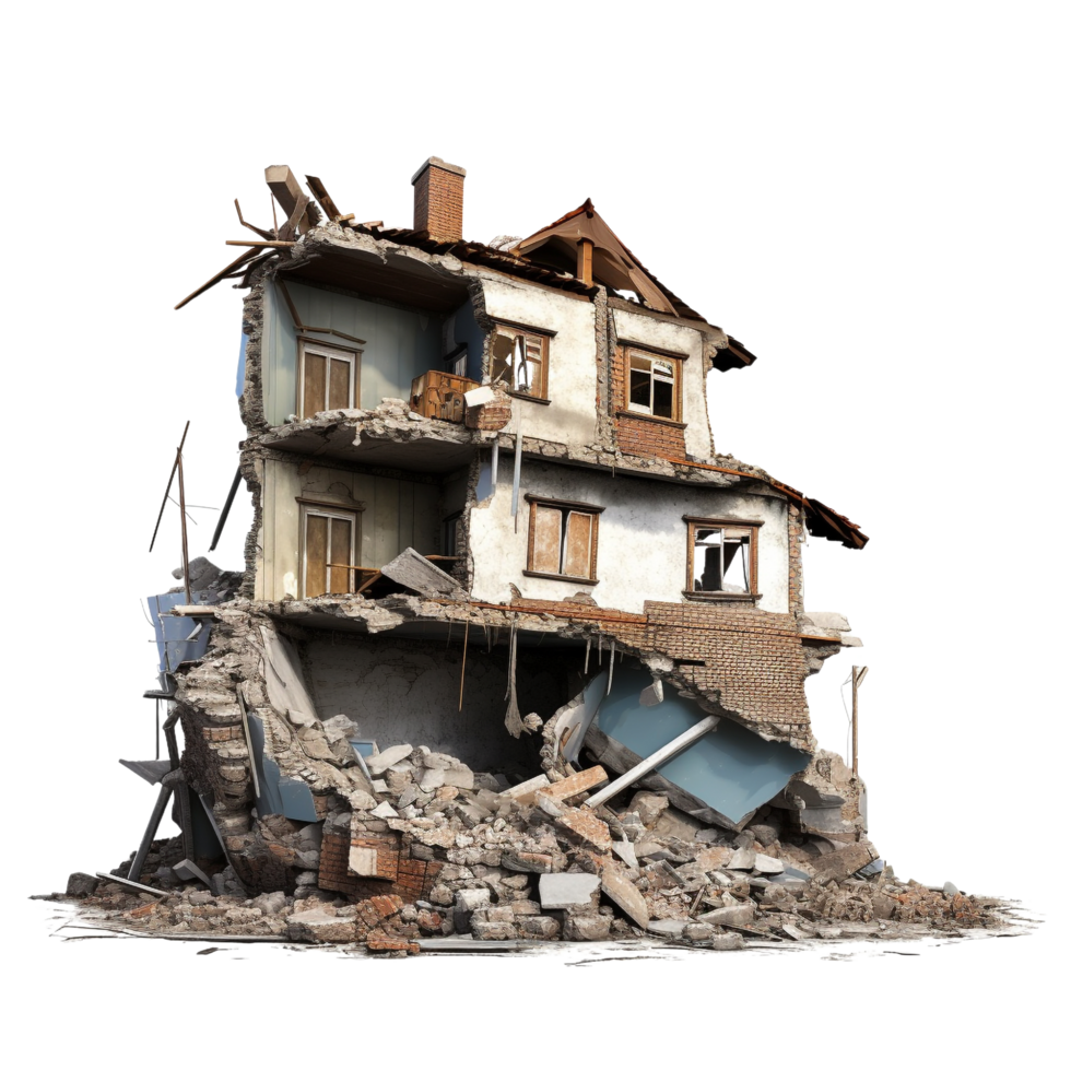 AI generated Demolished building clip art png