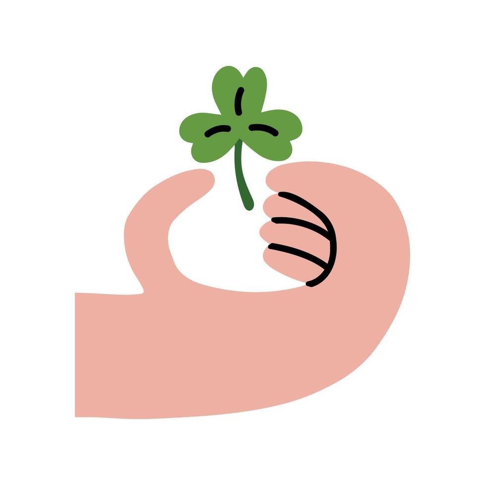 Shamrock in hand for St. Patrick's Day vector