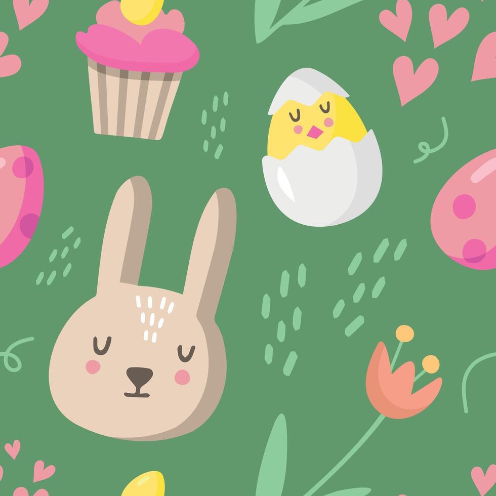 Happy Easter pattern in doodle style vector