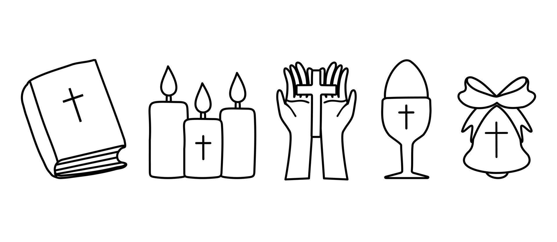 Christian set in doodle style vector