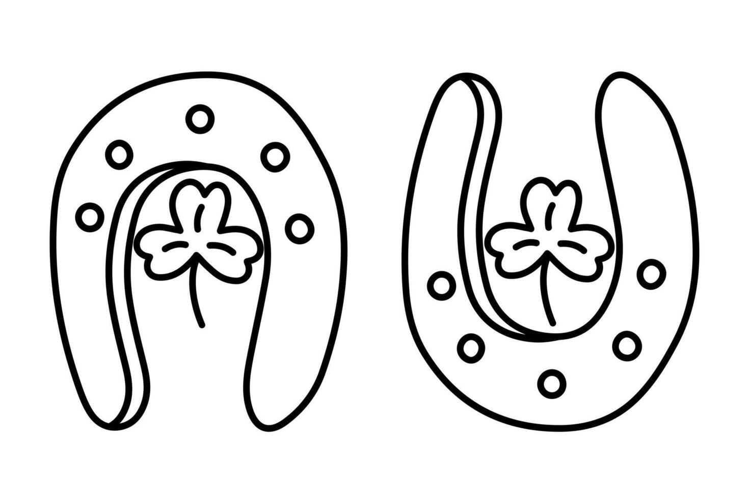Happy horseshoes with shamrock for St. Patrick's Day vector