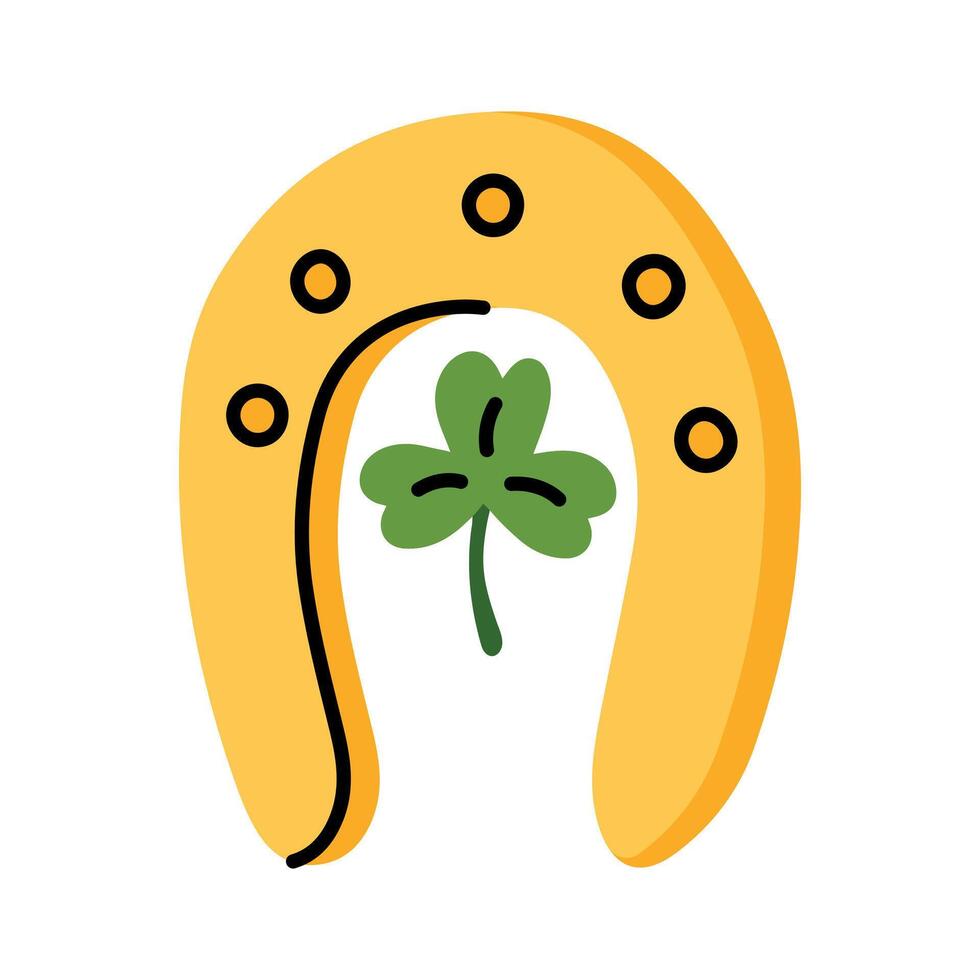 Happy horseshoe with shamrock for St. Patrick's Day vector