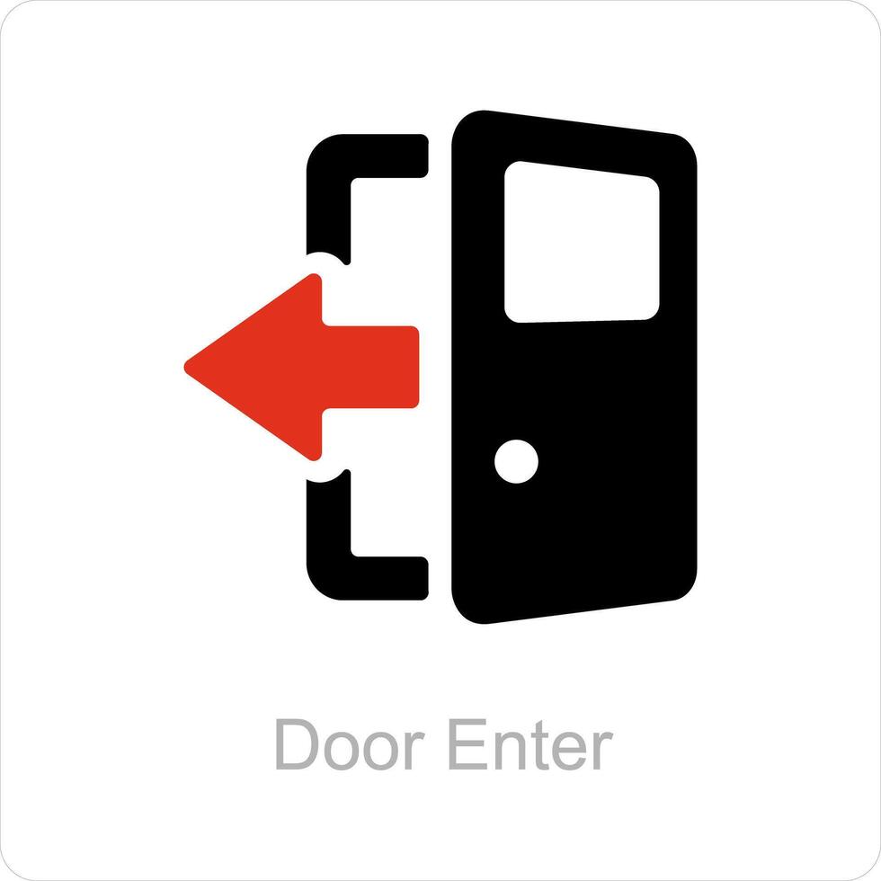 puerta entrar y abierto icono concepto vector