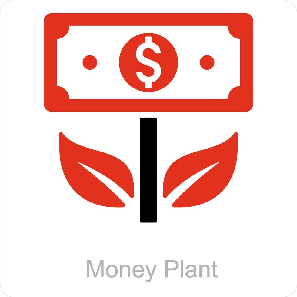 dinero planta y planta icono concepto vector